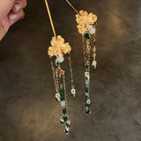 Chinese Style Butterfly Jade Bead Tassel Hairpin