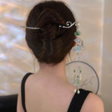 Chinese Style Green Lotus Flower Fan Hairpin