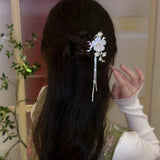 Resin Cherry Blossom Pearl Tassel Hairpin