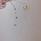 Vintage 3D Butterfly Tassel Double Hairpins