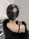 Silver Butterfly Wind Chime Tassel Hair Clip