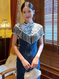 „Azure Songbird“ Chinesisches Qipao Kleid