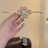 Peony Flower Pearl Tassel Hairpin