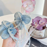 Butterfly Orchid Ribbon Tassel Claw Clip