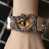 “Ouroboros Gaze” Leather bracelet