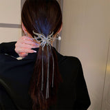 Diamond Butterfly Pearl Long Tassel Hairpin