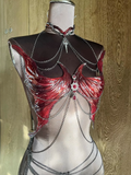 Corsé de resina hecho a mano "Crimson Gothic Wings"