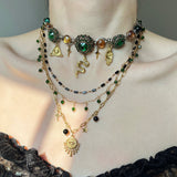 "Slytherin" Multi-Layered Snake Crystal Necklace