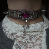 "Violet Sentinel" Leather Choker