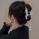 Snake Diamond Sakura Pearl Tassel Claw Clip