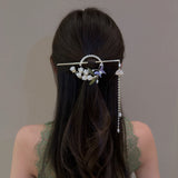 Vintage Bell Orchid Flower Pearl Tassel Hairpin