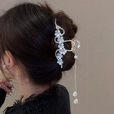 Snake Diamond Sakura Pearl Tassel Claw Clip