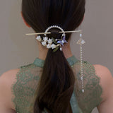 Vintage Bell Orchid Flower Pearl Tassel Hairpin