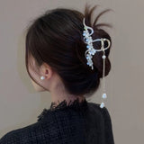 Snake Diamond Sakura Pearl Tassel Claw Clip