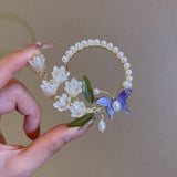 Vintage Bell Orchid Flower Pearl Tassel Hairpin