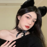 (Headband + Choker) Cute Velvet Cat Ears Headband