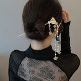 Vintage Golden Fan Pearl Tassel Hairpin