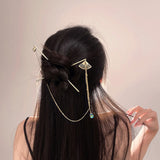 Dazzling Water Drops Fan Tassel Double Hairpin