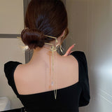 Dazzling Water Drops Fan Tassel Double Hairpin